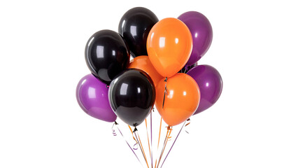 Bunch of colorful helium balloons for party celebration isolated on transparent background. © Stefan