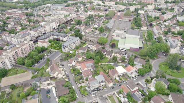 Aerial View of Dense Residential Apartment Buildings in Livry Gargan