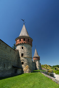 The medieval towers of Kamianets-Podilskyi Castle.