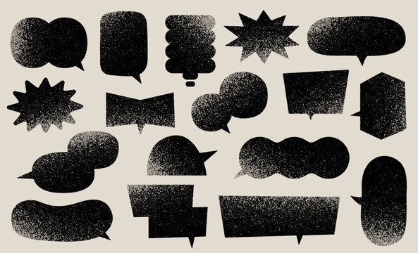 Rough-textured speech bubbles &ndash; background, asset, texture, noise effect, illustration, vector, multiple, set, decorative element