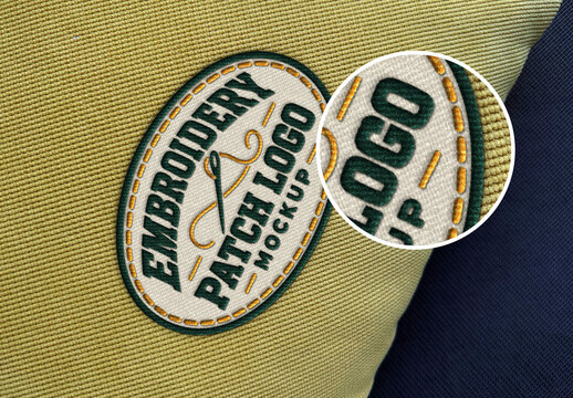 Stitching Embroidery Patch Logo Mockup For Branding And Merchandise Design