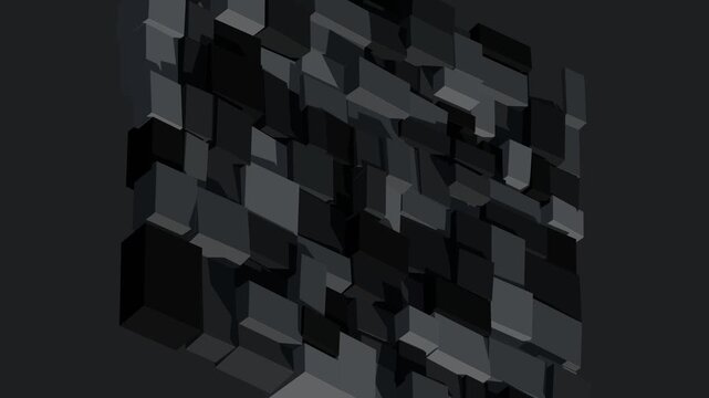 Dark 3D geometric cube wall abstract background animation loop