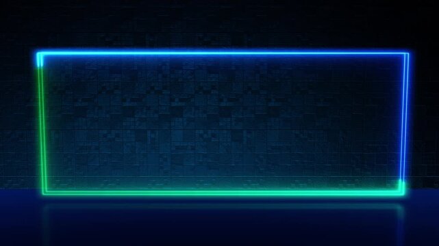 Electric cyan border forms a bright rectangular frame architectural surface, creating versatile empty space branding, advertising, product showcases, title cards, streaming modern video design.