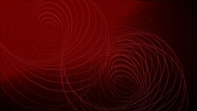 Abstract dark red digital art featuring glowing concentric circles and swirling light patterns forming a dynamic composition