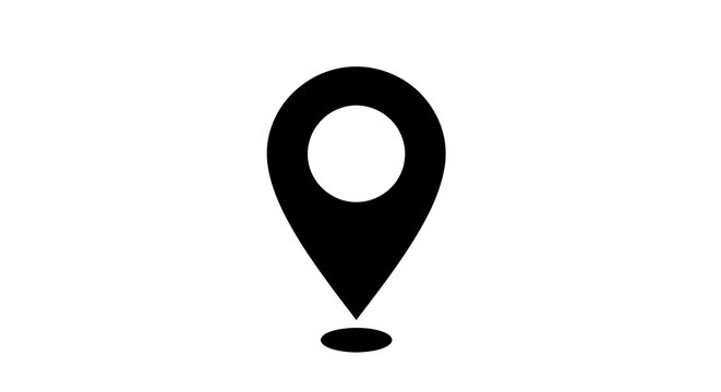 Black map location pin icon isolated on a transparent background for navigation and travel design