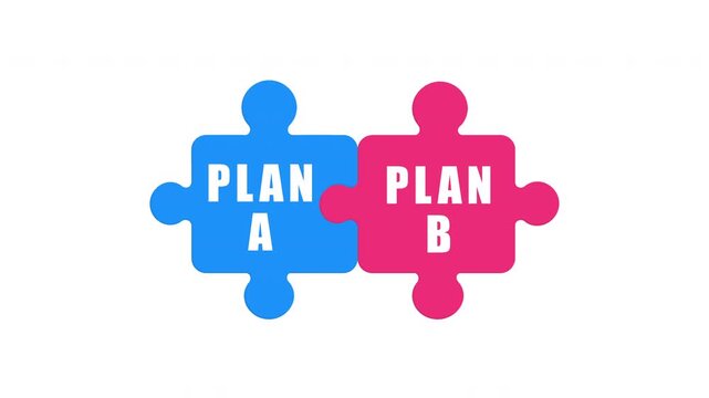 Plan A and Plan B Puzzle Pieces Concept for Strategy, Business Planning, Alternatives and Decision Making Animation