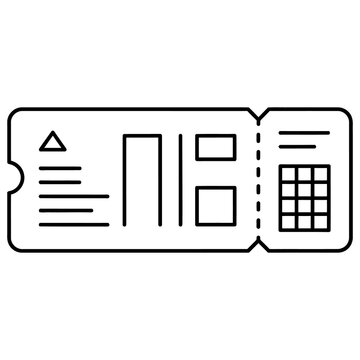 Clean vector outline transport ticket with stub and patterns