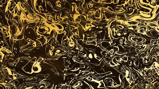 Solar gold and orange lava veins liquid flow texture background and loopable video motion
