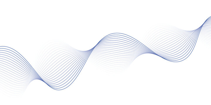Abstract blue wave pattern with clean white background