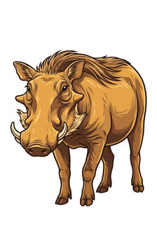 Wild Warthog hunting vector illustration logo