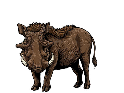 Wild Warthog hunting vector illustration logo