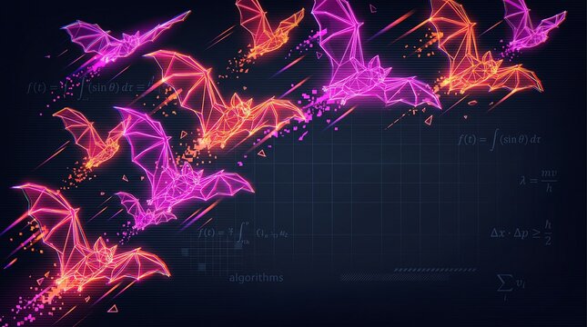Abstract Wireframe Bats Digital Glitch Halloween Background