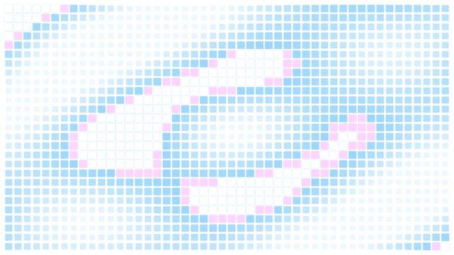Abstract pixel art grid pattern featuring soft blue and pink squares creating a digital mosaic design on a light background