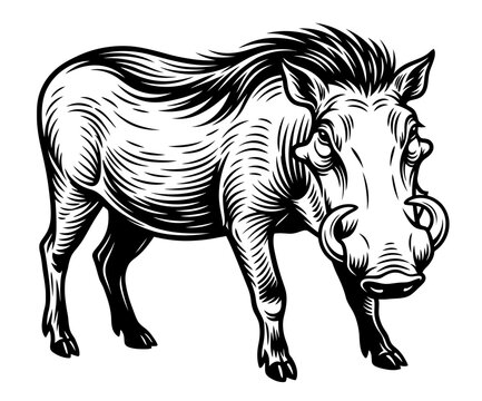 Wild Warthog hunting vector illustration logo