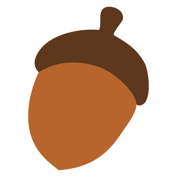 Temporada de oto&ntilde;o. Icono con dibujo sencillo de la silueta de una semilla de bellota o nuez de roble en colores