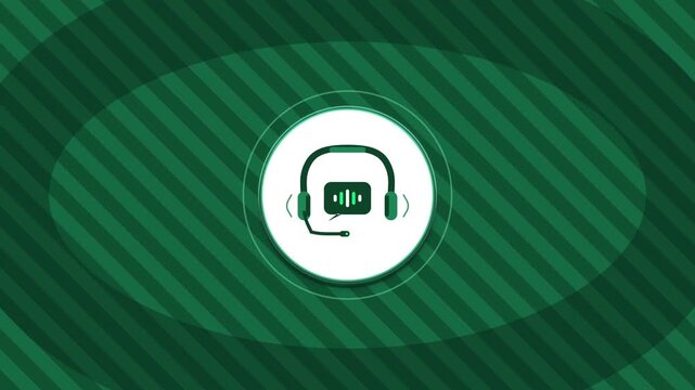 Customer support headset icon animated, technology service, communication, call center, help desk, operator, assistance