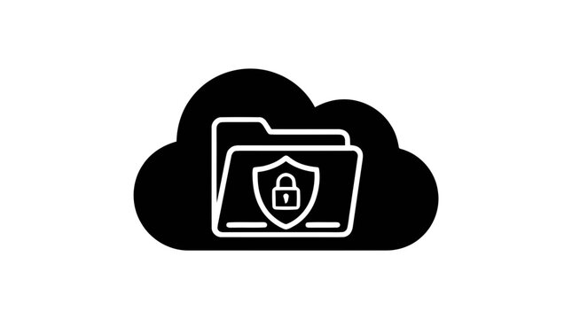 Vector illustration of secure cloud storage icon on a transparent background