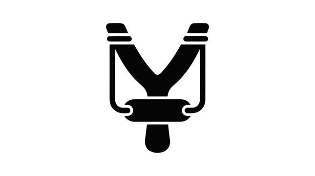 Vector illustration of slingshot weapon icon vector silhouette on a transparent background