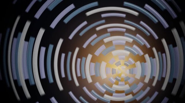 Abstract geometric tunnel animation with rotating circular segments loop