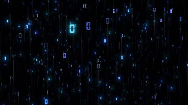 Streams of glowing futuristic coding scene software development, algorithms, computer processing, programming, information transfer, digital systems, calculation and abstract technology environments.