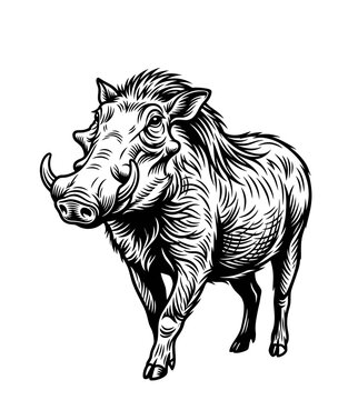 Wild Warthog hunting vector illustration logo
