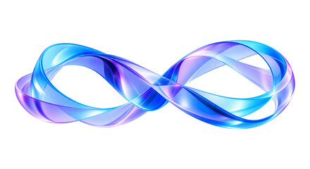 Obraz premium Continuous 3D glass infinity loop knot: glossy blue and violet gradient lemniscate symbol isolated on transparent background with alpha channel. Modern 3D design clipart asset with clipping path.