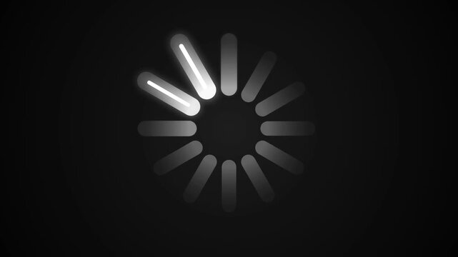Glowing white loading ring animation on a dark background for digital interface and web design