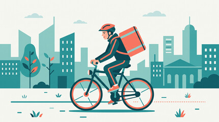 Fototapeta premium food delivery cycling in the city