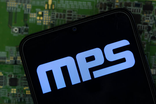 Kirkland, United States - 06 Sep 2026: Monolithic Power Systems logo is seen on a smartphone screen.