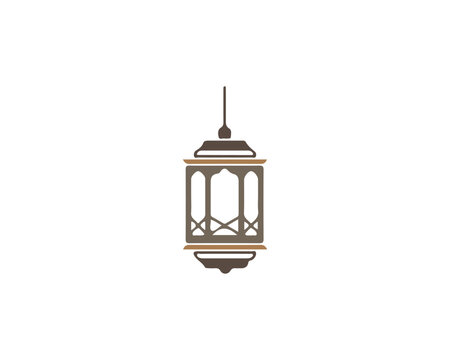Minimalist flat vector icon of a hanging ramadan lantern with white background