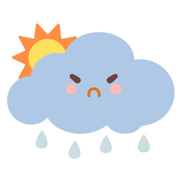 Cute rainy cloud weather illustration