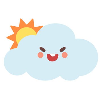 Cute cloudy weather sky illustration