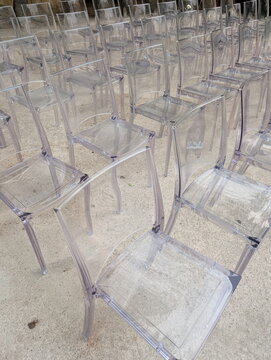 Minimalist Ghost Chairs Arranged for Outdoor Event