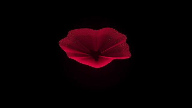 Abstract red line art wave shape on black background
