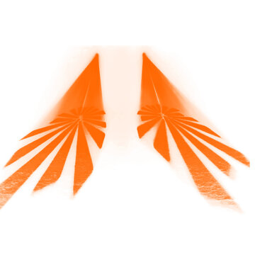 Orange stage spotlight beams gobo pattern light projection wing effect dark background graphic