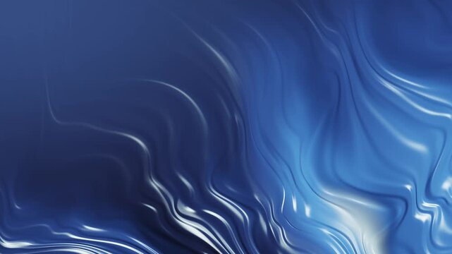 Blue liquid abstract background with glossy flowing waves motion loop