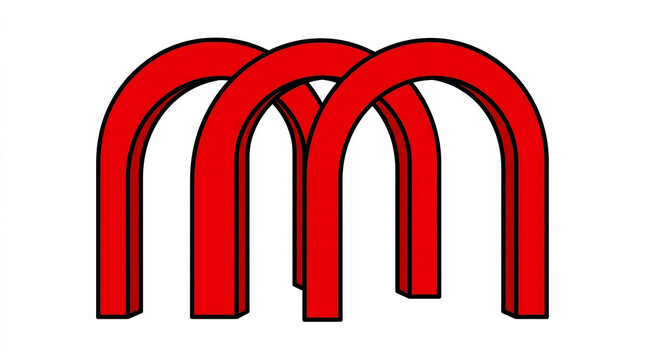 Minimalist red arch design on white background