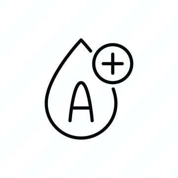 Blood type A positive (A+) with RhD positive status thin line icon, blood group classification, transfusion medicine, and hematology. Vector illustration