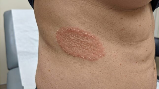 Medical Examination of Ringworm Tinea Corporis Fungal Skin Infection on Torso