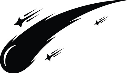 Falling comet with trailing stars is a black silhouette © MDShawon