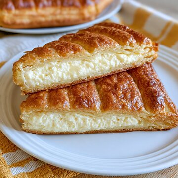 Puff pastry dessert filled with sweet cream cheese