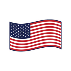 Fototapeta premium Waving United States of America flag illustration with red white and blue stripes and white stars