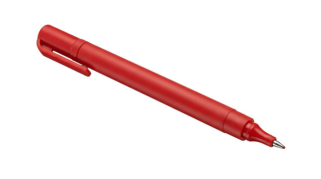 Single red correction pen for teachers isolated on transparent background for school design