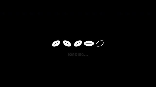 Loading Animation Leaf Shape From Stroke Line To Fill With Loading Text Clean White Transparent Background. Perfect For UI or Overlay Video Element.