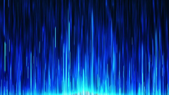 Bright blue light streaks rise across futuristic scene cyan glow and dynamic motion. technology intros, data visuals, digital transitions, cyber backgrounds, music graphics modern presentation videos.