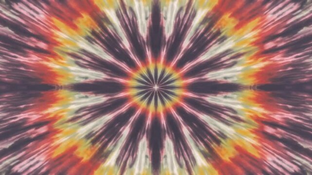 Sunburst Tie-Dye Background with Radiating Color Rays, Pulsating Psychedelic Retro Abstract Pattern