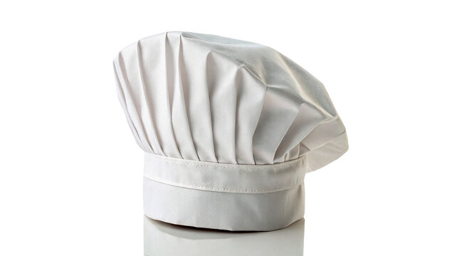 Classic white fabric chef hat uniform kitchen restaurant isolated on transparent background.