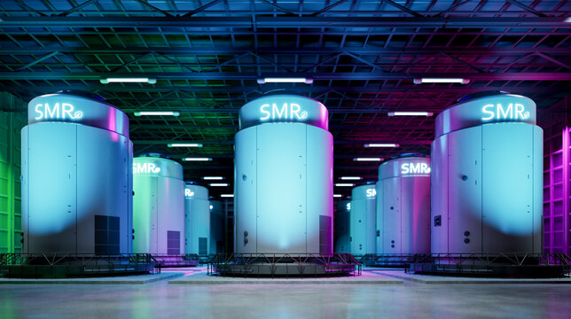 Group of smr or small modular nuclear reactors power plant