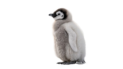 Cute small wild penguin chick standing in full body isolated on transparent background. © S-Vega