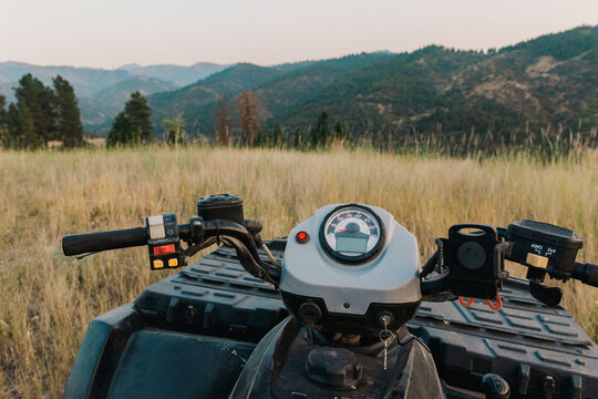 Rider's point of view from an all terrain vehicle
